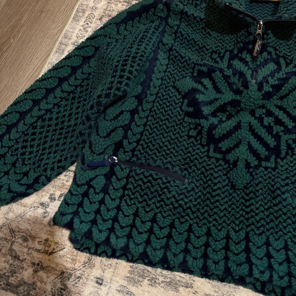 VTG Vintage woolrich green fleece teddy sweater size M snowflake - Picture 6 of 14